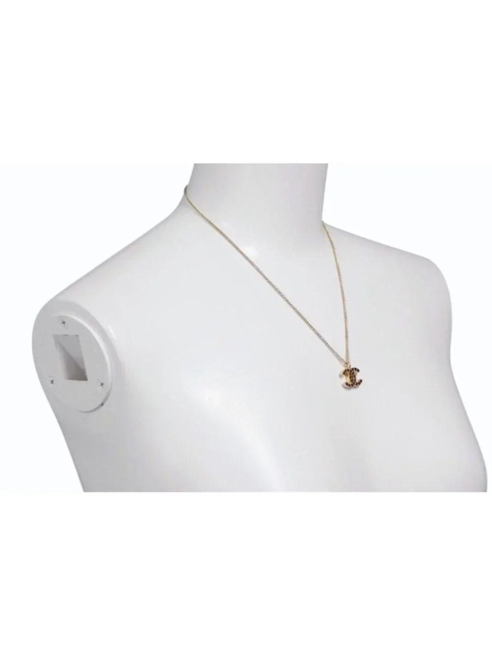 Chanel CC Logo Necklace 01 43.5 Metal Rhinestone Gold Black